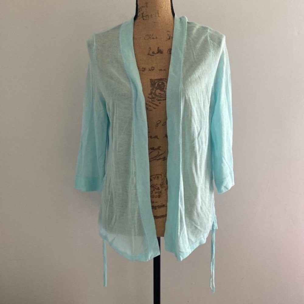 NWT Chico's Side Ruched Rita Cardigan in Aria Aqua Size 1 (US Medium)
